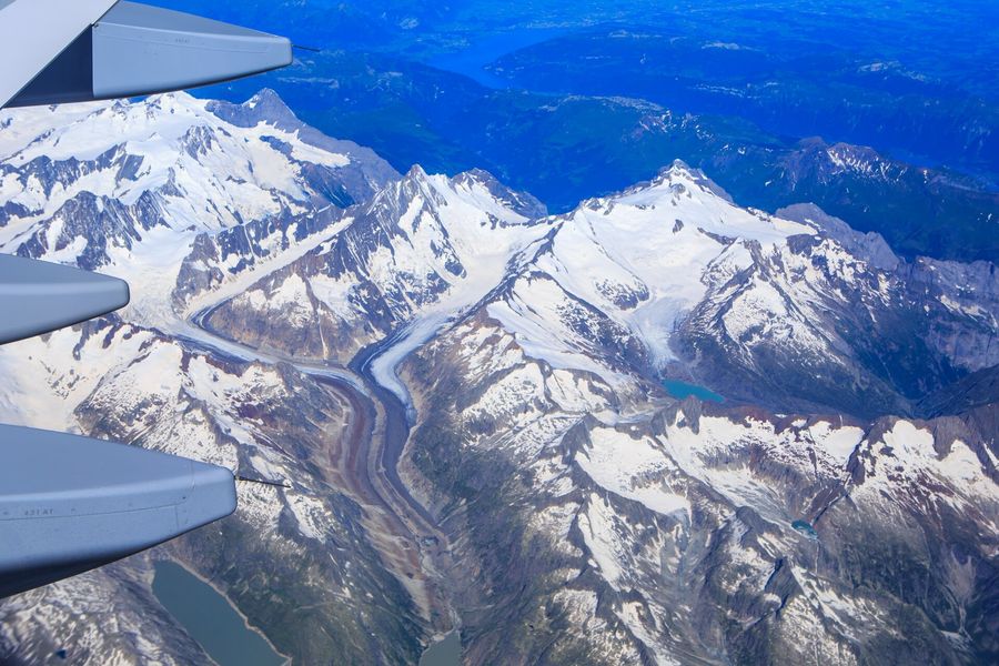 The Alps from the air near the Jungfrau