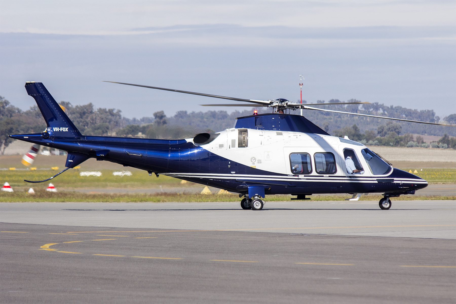 An AgustaWestland AW109 Grand on the ground, the same family as N1US